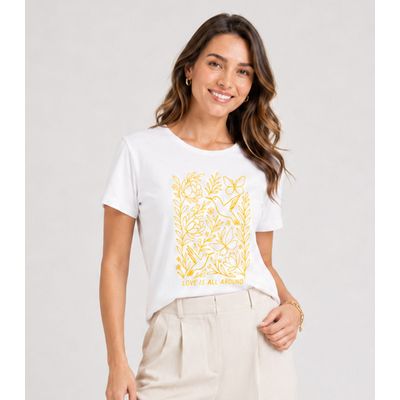 Blusa Feminina Com Estampa Localizada Infinita Cor Bege P / Bege