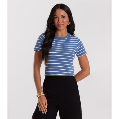 Blusa Feminina em Cotton Leve Rovitex Azul M / Azul