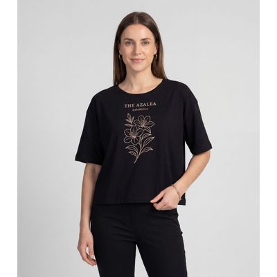 Blusa Feminina Com Estampa Localizada Infinita Cor Preto GG / Preto