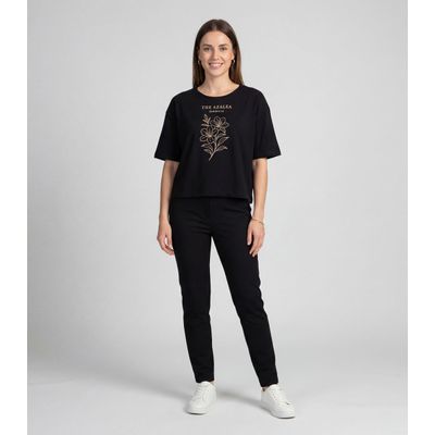 Blusa Feminina Com Estampa Localizada Infinita Cor Preto GG / Preto