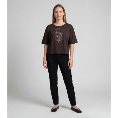 Blusa Feminina Com Estampa Localizada Infinita Cor Marrom GG / Marrom