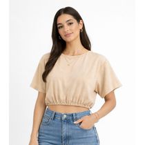 Blusa Feminina Elástico Na Cintura Infinita Cor Marrom