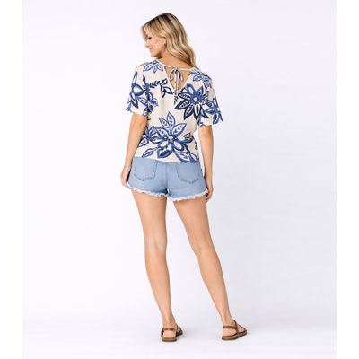 Blusa Feminina em Ribana Canelada Infinita Cor Bege G / Bege