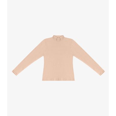 Blusa Feminina Cotton Gola Alta Básica Rovitex Bege GG / Bege