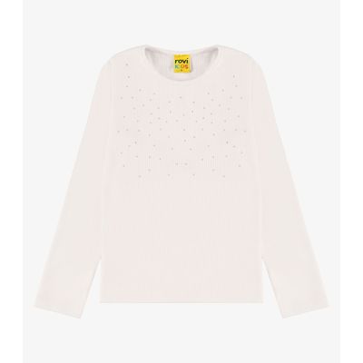 Blusa de Manga Longa em Ribana 2x1 Rovi Kids Bege 12 / Bege