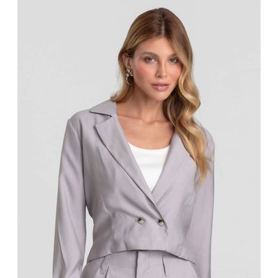Blazer Feminino Cropped Alfaiataria Dianna Cinza PP / Cinza