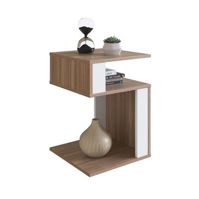 Mesa De Canto Lateral Para Apoio Com Nichos Montana Branco