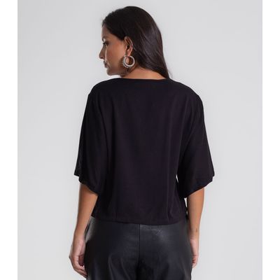 Blusa Feminina Box Manga Ampla Viscose Endless Preto G / Preto