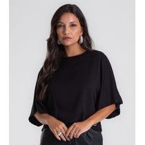 Blusa Feminina Box Manga Ampla Viscose Endless Preto