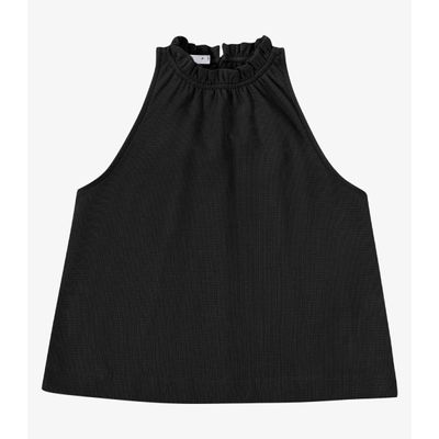 Blusa Feminina De Alça Malhão Maquinetado Endless Preto P / Preto