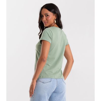 Blusa Feminina Cotton Leve Básica Rovitex Verde P / Verde