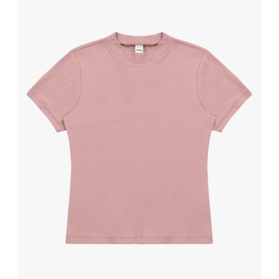 Blusa Feminina Básica Em Ribana Com Gola Rovitex Rosa G / Rosa