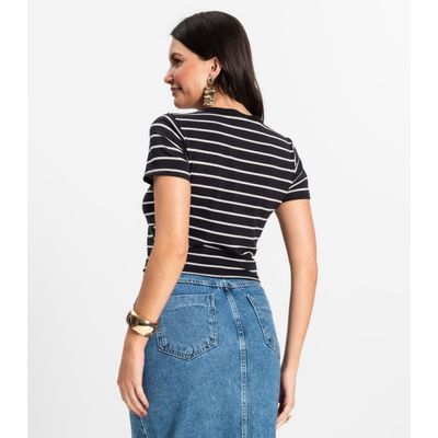 Blusa Feminina em Cotton Leve Rovitex Preto G / Preto