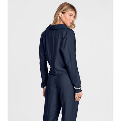Blazer Feminino Cropped Alfaiataria Dianna Azul M / Azul