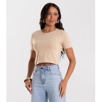 Blusa Básica Feminina Cotton Leve Rovitex Marrom