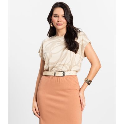 Blusa Feminina em Viscotorcion Rovitex Bege G / Bege