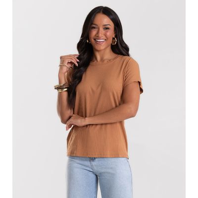 Blusa Feminina Canelada Rovitex Marrom P / Marrom