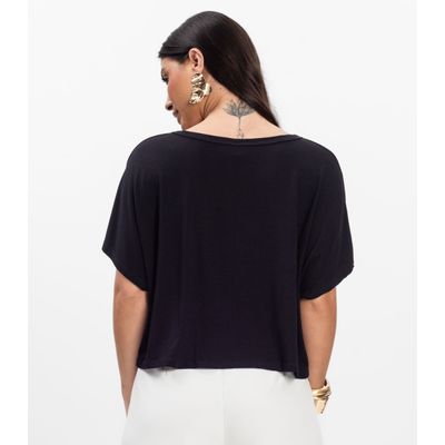 Blusa Feminina com Manga Morcego Rovitex Preto M / Preto