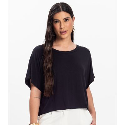 Blusa Feminina com Manga Morcego Rovitex Preto G / Preto