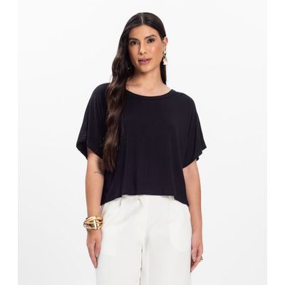 Blusa Feminina com Manga Morcego Rovitex Preto G / Preto
