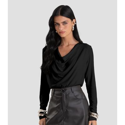 Blusa Feminina Degagê em Malha de Viscose Dianna Preto GG / Preto