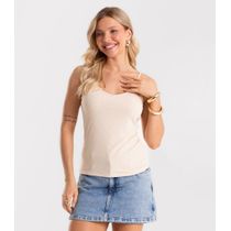Blusa De Alça Feminina Canelada Rovitex Bege
