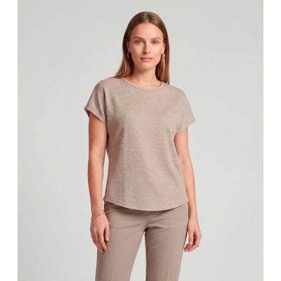 Blusa Feminina Básica Manga Curta Infinita Cor Marrom P / Marrom