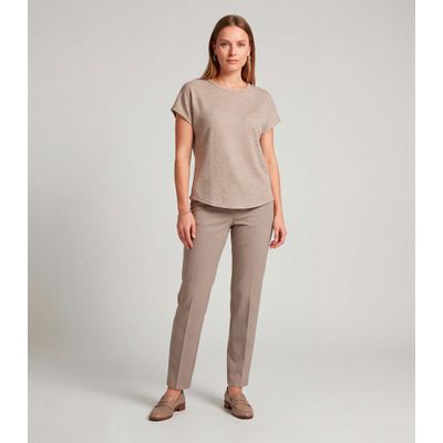 Blusa Feminina Básica Manga Curta Infinita Cor Marrom GG / Marrom