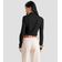 Blusa Feminina Gola Alta Cruzada Canelada Dianna Preto G / Preto