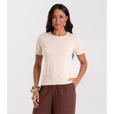 Blusa Feminina Básica Visco Maquinetada Rovitex Bege GG / Bege