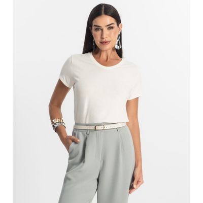 Blusa Básica Feminina Viscotorcion Rovitex Bege M / Bege