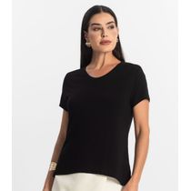 Blusa Básica Feminina Viscotorcion Rovitex Preto