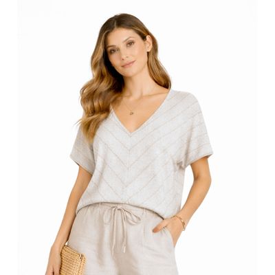 Blusa Feminina Em Viscolinho Infinita Cor Bege P / Bege