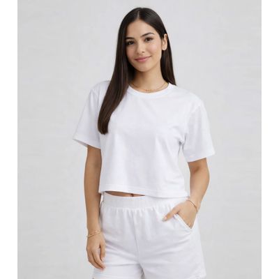 Blusa Feminina Em Malha Poliéster Infinita Cor Branco M / Branco