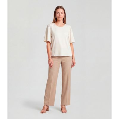 Blusa Feminina Com Manga Godê Infinita Cor Bege GG / Bege