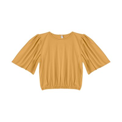 Blusa Feminina Com Franzido Na Manga Infinita Cor Marrom G / Marrom