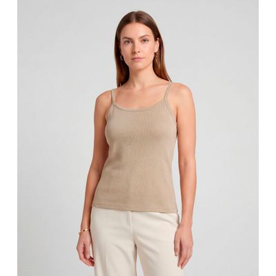 Blusa Feminina Com Alça  Fina Infinita Cor Bege G / Bege