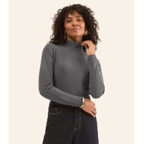 Blusa Feminina Cotton Gola Alta Básica Rovitex Cinza