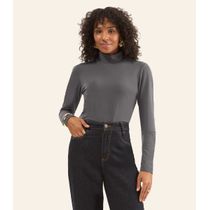 Blusa Feminina Cotton Gola Alta Básica Rovitex Cinza