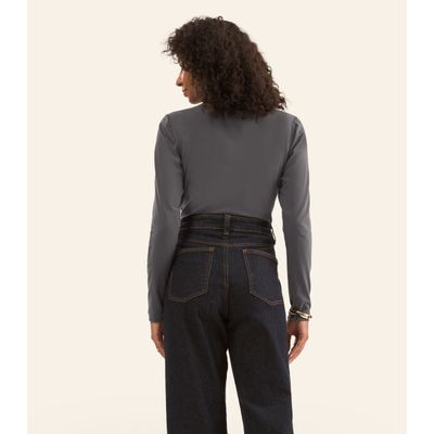 Blusa Feminina Cotton Gola Alta Básica Rovitex Cinza GG / Cinza