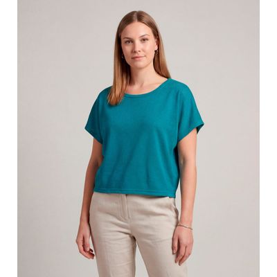 Blusa Feminina Básica Com Manga Curta Infinita Cor Azul M / Azul