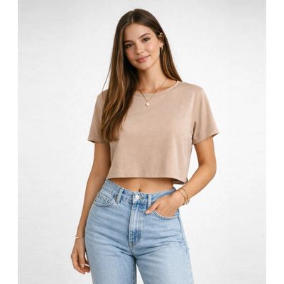 Blusa Feminina Em Malha Poliéster Infinita Cor Marrom GG / Marrom