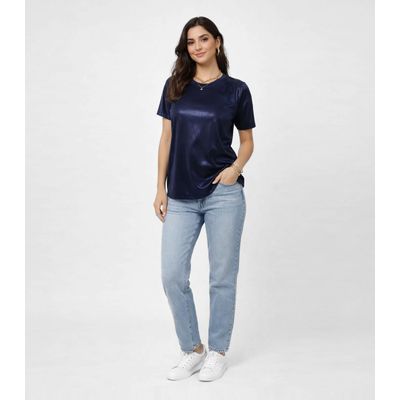 Blusa Feminina Com Recorte Franzido Infinita Cor Azul GG / Azul