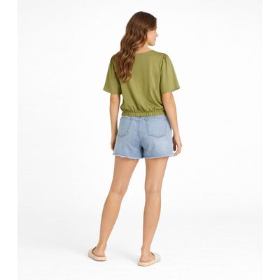 Blusa Feminina Com Franzido Na Manga Infinita Cor Verde P / Verde