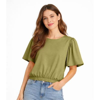 Blusa Feminina Com Franzido Na Manga Infinita Cor Verde GG / Verde