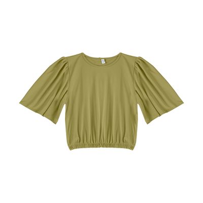 Blusa Feminina Com Franzido Na Manga Infinita Cor Verde G / Verde