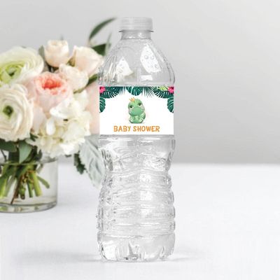 Pacote 32 Peças, Dinossauro, Rótulos Adesivos À Prova d'Água para Garrafas — Chá de Bebê (Menino/Menina) - Inkdotpot 20,32 Cm × 5,08 Cm / Branco