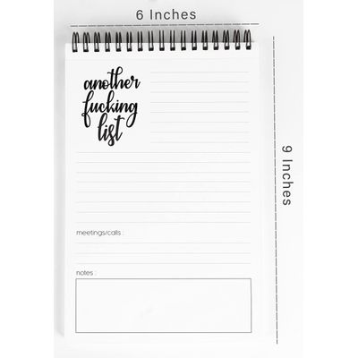 Bloco de Lista de Tarefas 15 x 23 cm, Branco Clássico, Caligrafia, Espiral, Checklist Diário, Destacável, 50 Folhas - Inkdotpot 15,24 Cm × 22,86 Cm / Branco