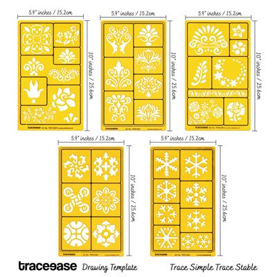 Traceease Moldes de Desenho Floral Multi-Padrão para Scrapbooking, Design e Artesanato DIY, 5 Peças - IBA Crafts Amarelo