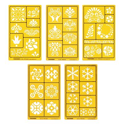 Traceease Moldes de Desenho Floral Multi-Padrão para Scrapbooking, Design e Artesanato DIY, 5 Peças - IBA Crafts Amarelo